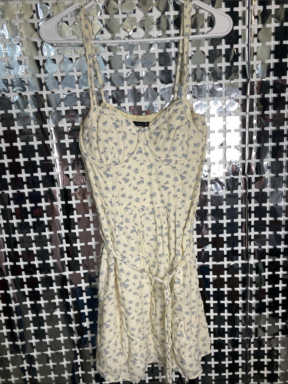Abercrombie & Fitch Cream Mini Dress with Blue Floral Motif